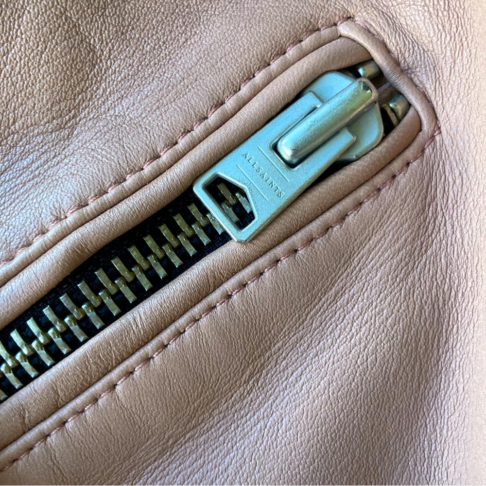 All Saints Blush Leather Motorcycle Biker Moto Jacket UK10 US6 $529 - Picture 4 of 7